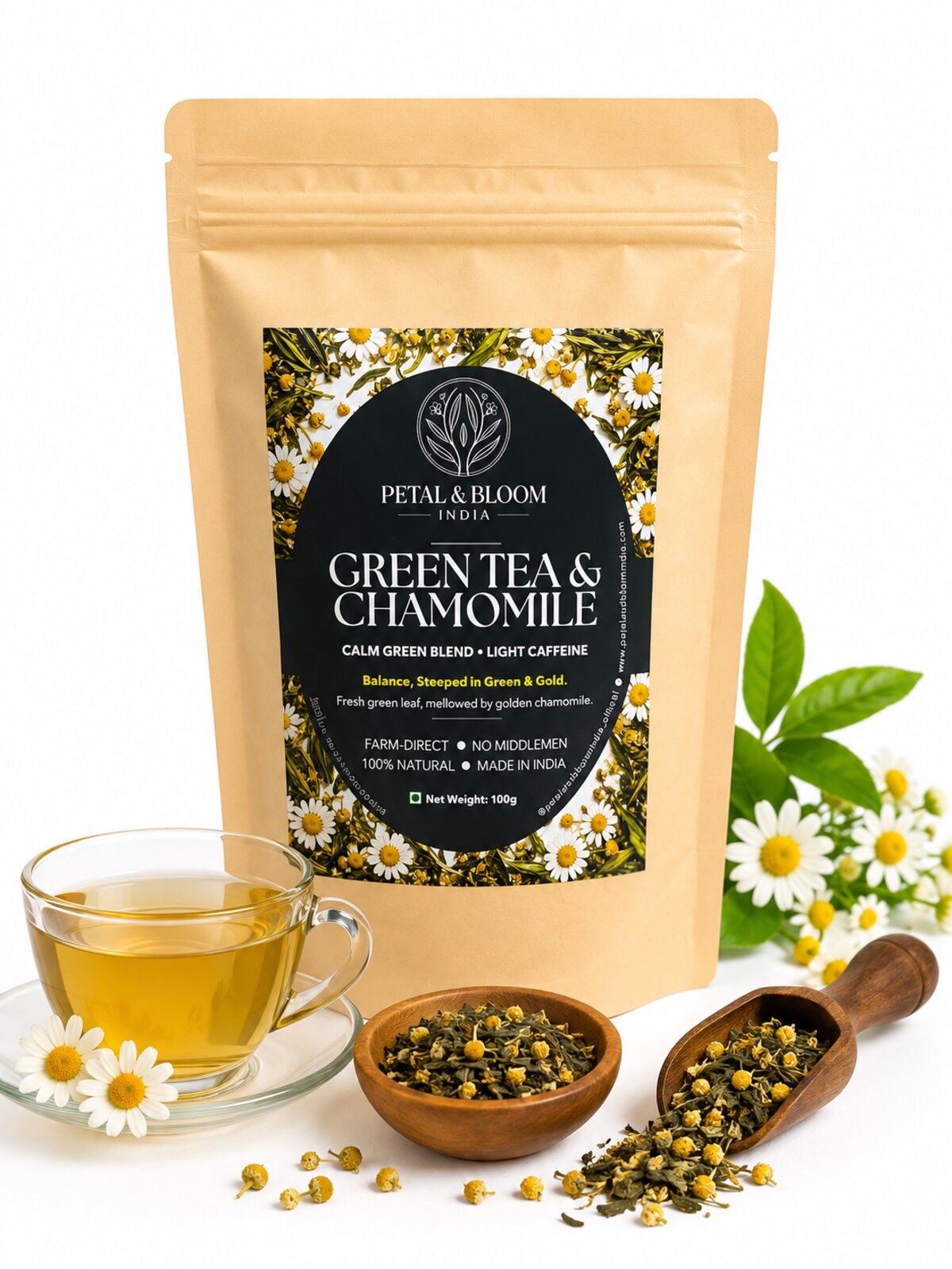 Green Tea & Chamomile 100g pouch