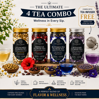 The Ultimate 4 Tea Combo — Chamomile, Hibiscus, Butterfly Pea & Lavender