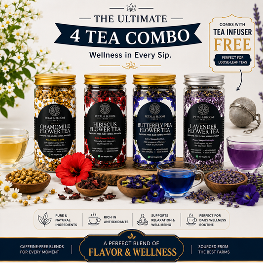 The Ultimate 4 Tea Combo — Chamomile, Hibiscus, Butterfly Pea & Lavender