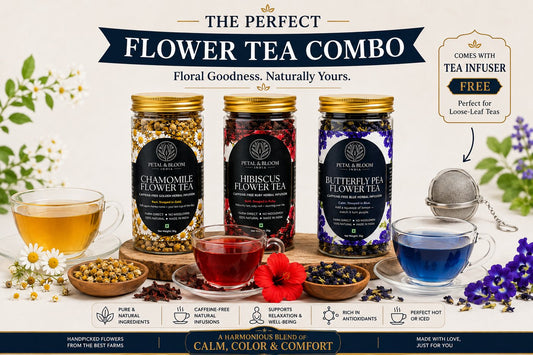 3 Flower Tea Combo — Chamomile, Hibiscus & Butterfly Pea